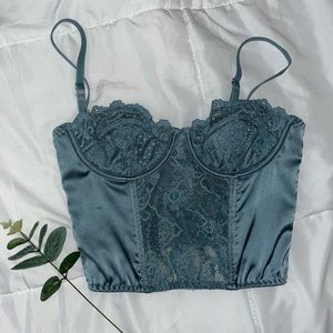 Urban Outfitters S/P Periwinkle Blue Lace Bustier Crop Tank